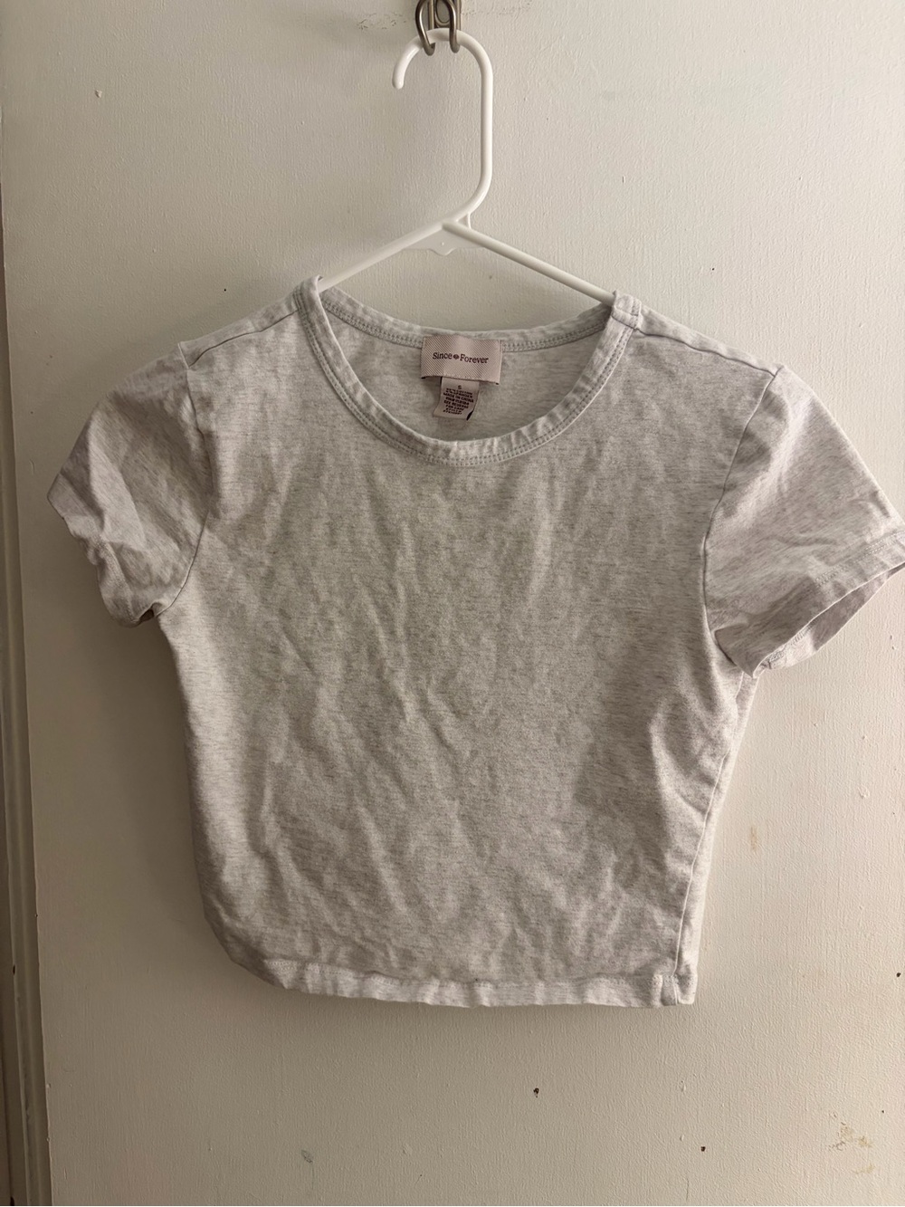 Forever 21 Light Gray Ribbed Crop Tee
